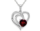 1.50 Carat (ctw) Garnet Heart Pendant Necklace in Sterling Silver with Chain